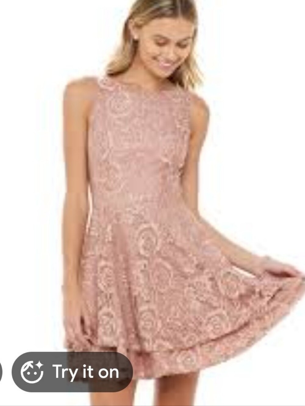 Speechless Blush Lace Fit & Flare Mini Dress